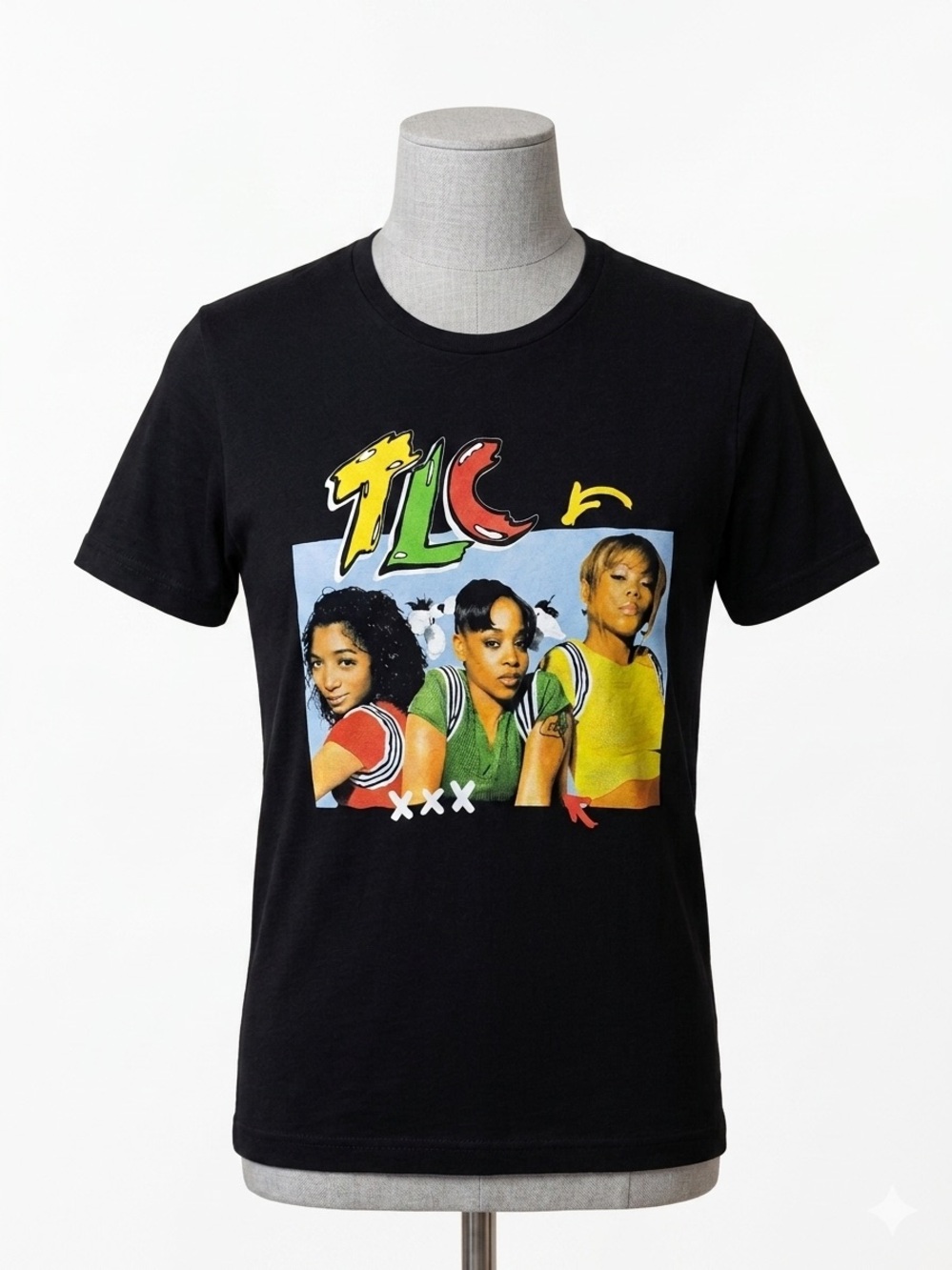 TLC 90s R&B Graphic T-Shirt Black Retro Music Tee Size L